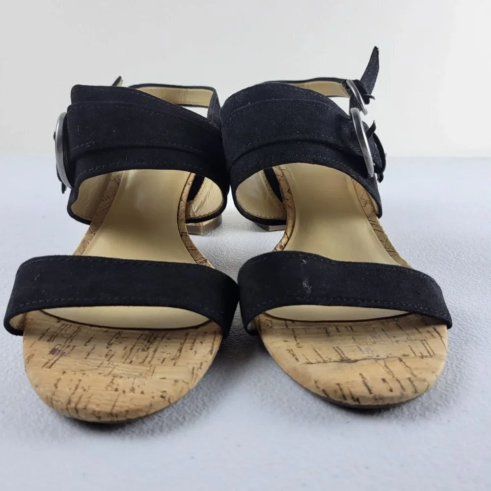Naturalizer Kaylee Suede Cork Sandals Open Toe Ankle Strap Sandals 10 Womens